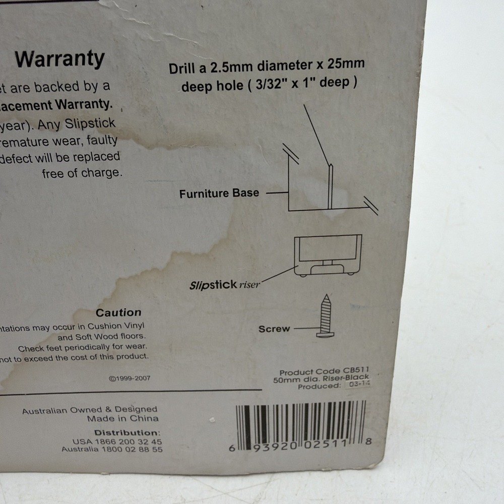 The Original 50mm - 2" Slipstick Riser Set of 4 Feet Floor Protection CB511 - Picture 3 of 5